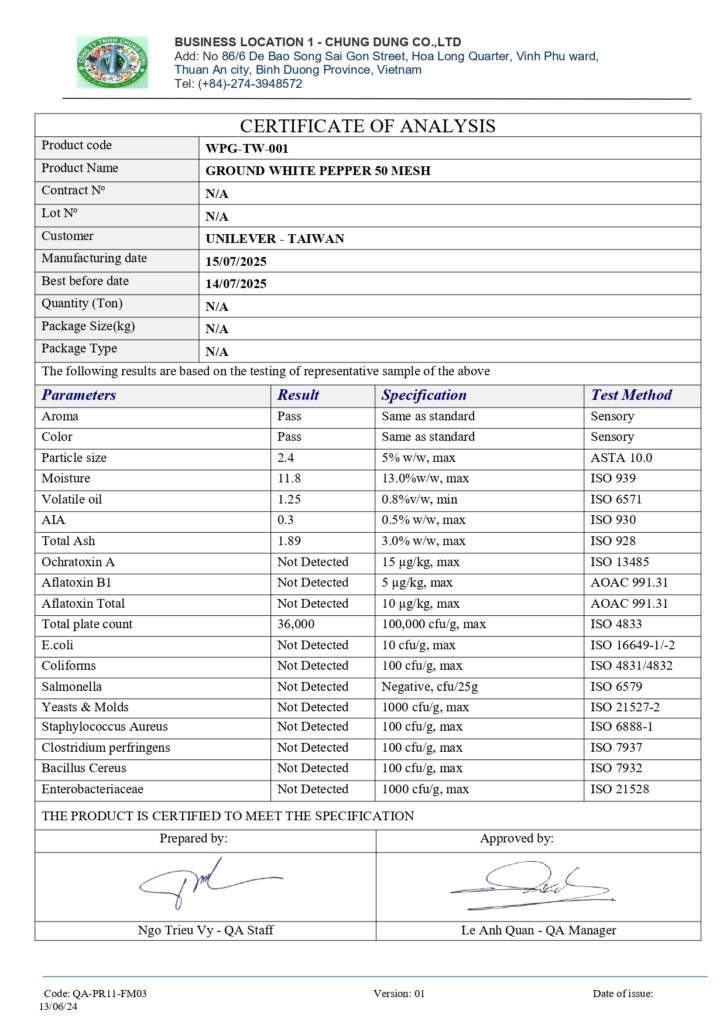 CoA UNILEVER TAIWAN 1 page 0001
